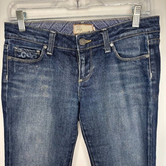 PAIGE Laurel Canyon Cropped Waist Size 28 Stretch Denim 5 Pocket Capri EUC - Picture 1 of 10